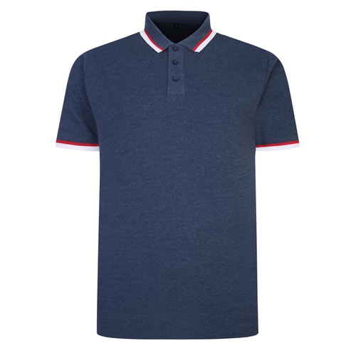 Bigdude Contrast Pique Polo Shirt Dark Denim Tall