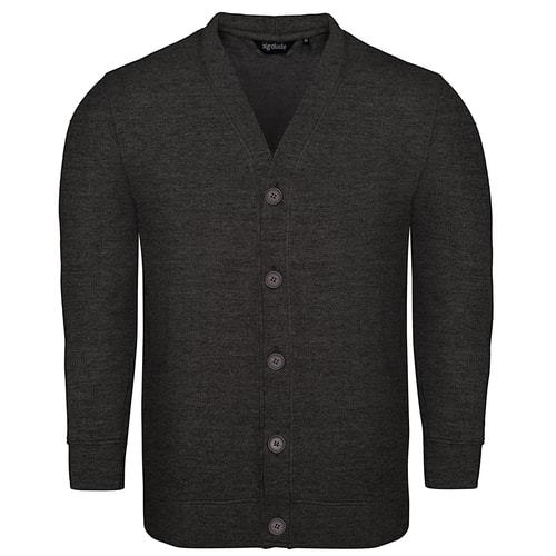 Bigdude Brushed Fleece Cardigan Charcoal Tall