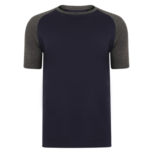 Bigdude Contrast Raglan Sleeve T-Shirt Navy/Charcoal Tall