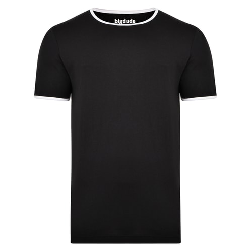 Bigdude Contrast Ringer T-Shirt Black Tall