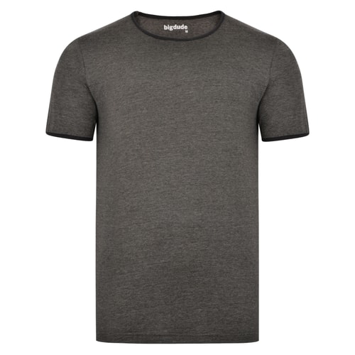 Bigdude Contrast Ringer T-Shirt Charcoal