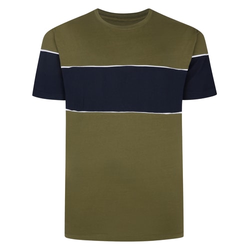 Bigdude Colour Block T-Shirt Khaki/Navy Tall
