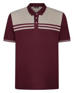 Bigdude Colour Block Striped Polo Burgundy