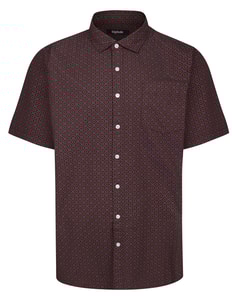 Bigdude Retro Tile Print Short Sleeve Shirt Dark Maroon
