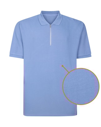 Bigdude Textured Stripe Polo Light Denim