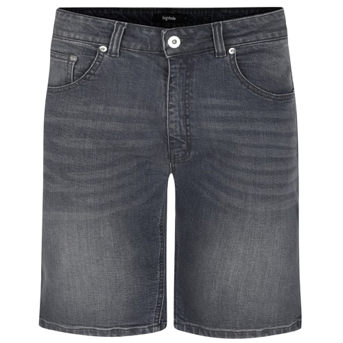 Bigdude Stretch Denim Shorts With Whiskers Grey Wash