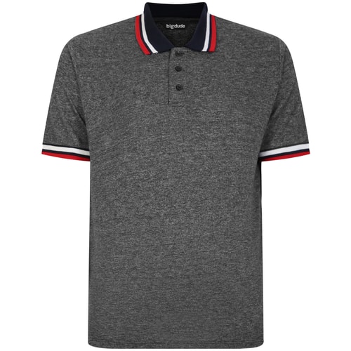 Bigdude Two Tone Contrast Polo Shirt Black