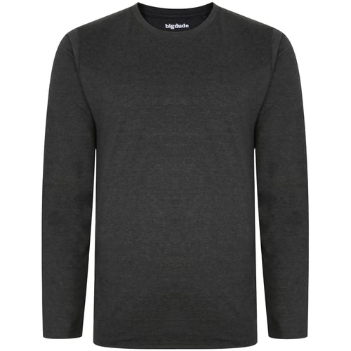 Bigdude Long Sleeve Marl T-Shirt Charcoal Tall
