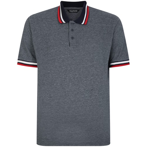 Bigdude Two Tone Contrast Polo Shirt Navy