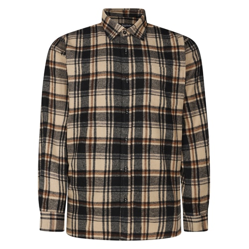 Bigdude Checked Flannel Long Sleeve Shirt Sand