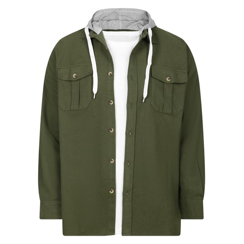 Bigdude Hooded Flannel Shirt Olive