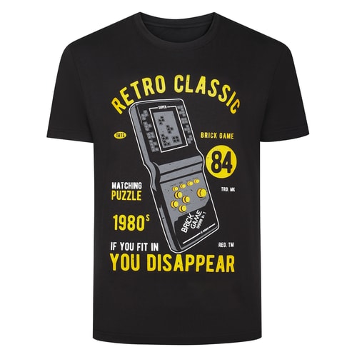 Bigdude Retro Classic Print T-Shirt Black