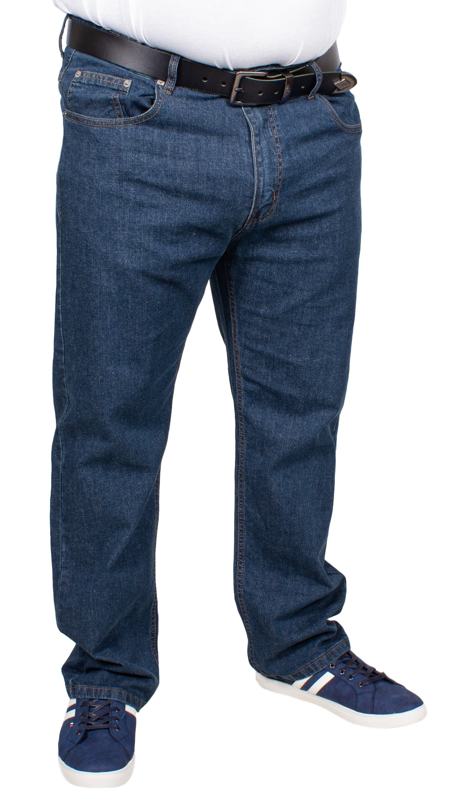 Alfio Men's Stretchy Big & Tall Jeans – Classic Straight Leg, 5-Pocket, Medium Wash – Sizes 56-66 (Clear Denim)