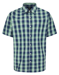 Bigdude Checked Poplin Short Sleeve Shirt Light Green/Navy