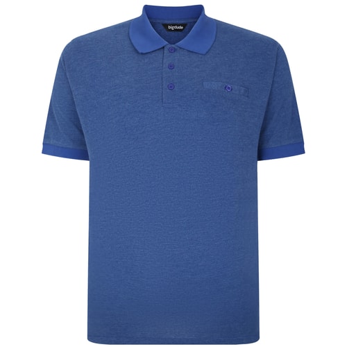 Bigdude Buttoned Pocket Polo Shirt Royal Blue Marl