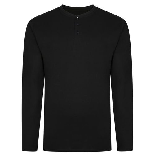 Bigdude Long Sleeve Grandad T-Shirt Black Tall