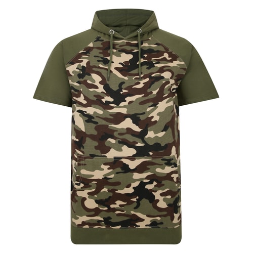 Bigdude Short Sleeve Camo Hoody Green Tall