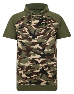 Bigdude Short Sleeve Camo Hoody Green Tall