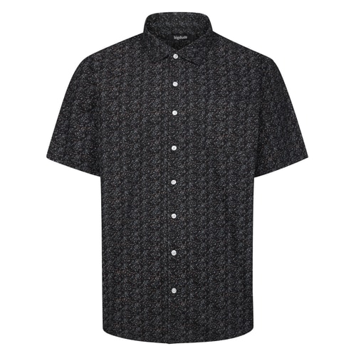 Bigdude Abstract Floral Short Sleeve Shirt Black
