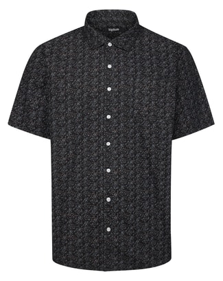 Bigdude Abstract Floral Short Sleeve Shirt Black