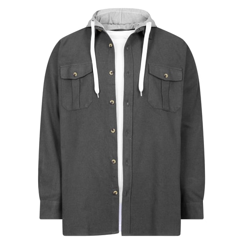 Bigdude Hooded Flannel Shirt Charcoal