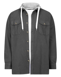 Bigdude Hooded Flannel Shirt Charcoal