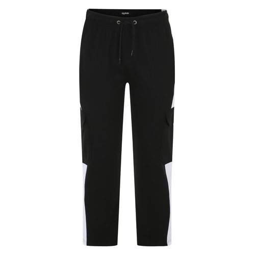 Bigdude Open Hem Contrast Cargo Joggers Black