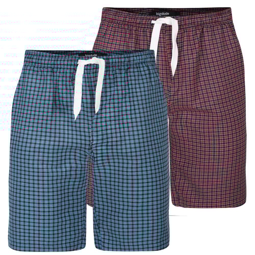 Bigdude Pyjama Shorts Twin Pack Red/Blue