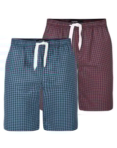 Bigdude Pyjama Shorts Twin Pack Red/Blue