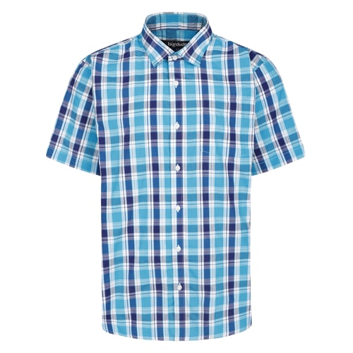 Bigdude Checked Short Sleeve Poplin Shirt Blue Tall