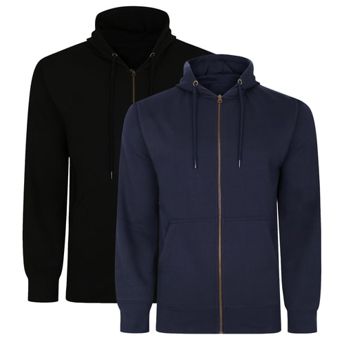 Bigdude Essentials Zip Hoody Twin Pack Black/Navy Tall