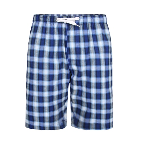 Bigdude Woven Check Pyjama Lounge Shorts Blue