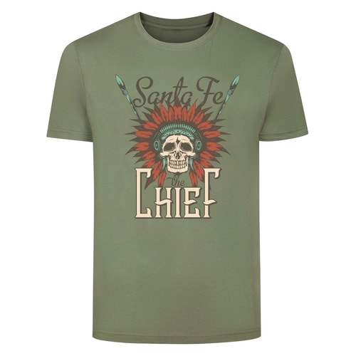 Bigdude Chief Print T-Shirt Sage Green