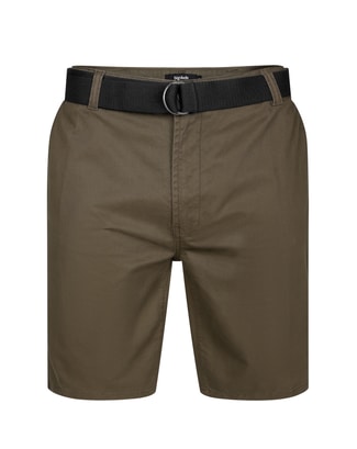 Bigdude Stretch Chino Shorts With Belt Dark Olive