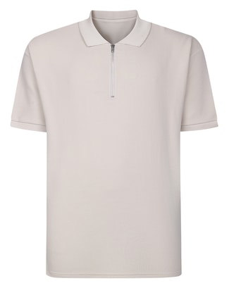 Bigdude Textured Stripe Polo Stone