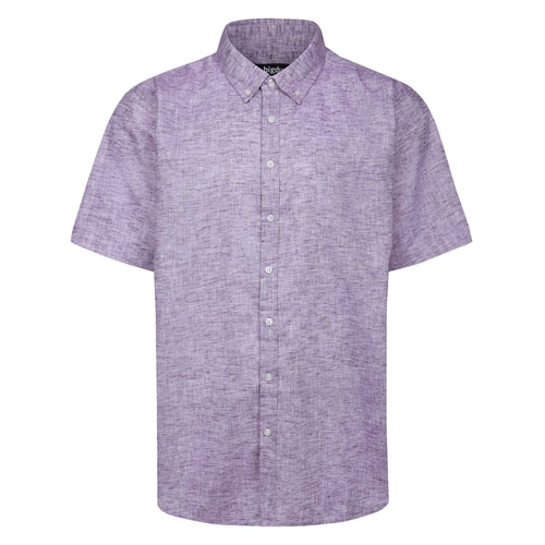 Bigdude Lightweight Linen Touch Button Down Collar Shirt Purple