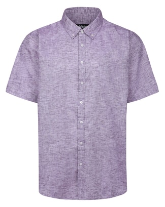 Bigdude Lightweight Linen Touch Button Down Collar Shirt Purple