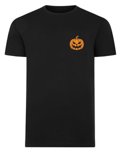 Bigdude Halloween Pumpkin Print T-Shirt Black