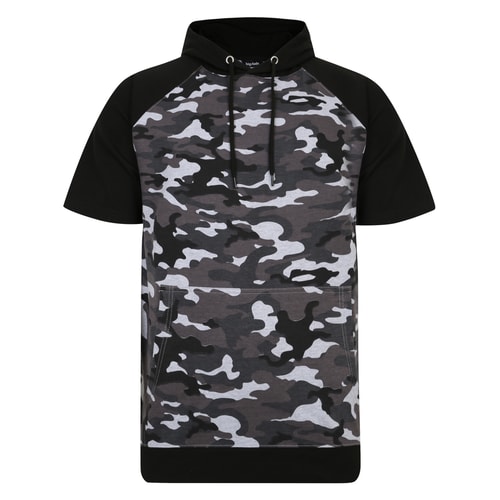 Bigdude Short Sleeve Camo Hoody Black
