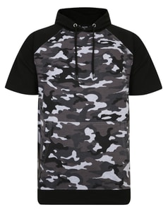 Bigdude Short Sleeve Camo Hoody Black