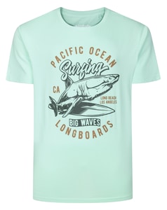 Bigdude Long Beach Surfing Print T-Shirt Jelly Mint