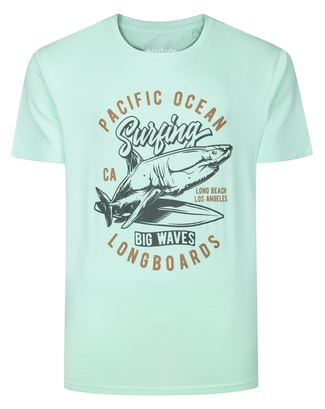 Bigdude Long Beach Surfing Print T-Shirt Jelly Mint