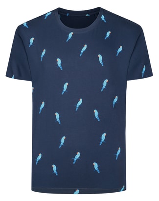 Bigdude Parrot AOP T-Shirt Navy