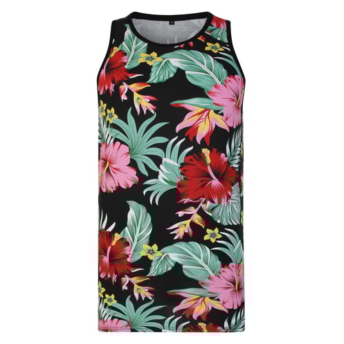 Bigdude Floral All Over Print Vest Black