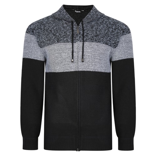 Bigdude Contrast Panel Knitted Hoody Black