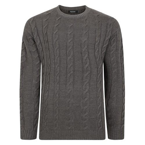 Bigdude Cable Knit Jumper Charcoal Marl