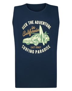 Bigdude Surfing Paradise Print Sleeveless T-Shirt Navy