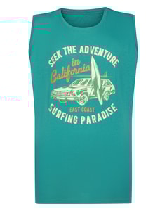Bigdude Surfing Paradise Print Sleeveless T-Shirt Teal