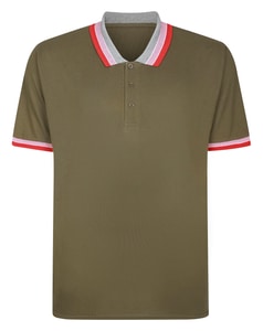 Bigdude Jacquard Contrast Pique Polo Shirt Dark Olive