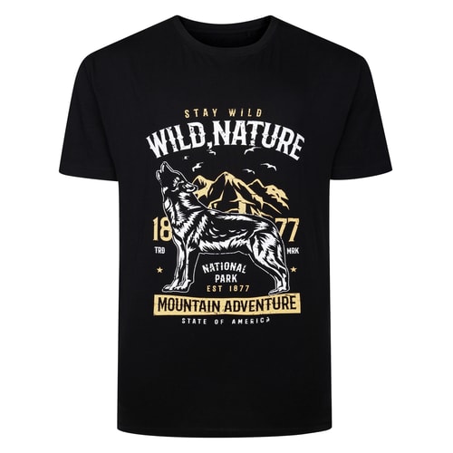 Bigdude Wild Nature Print T-Shirt Black